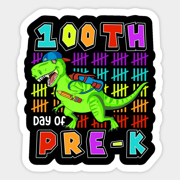 100th Day Of Pre-K, Cute Dinosaur Student Teacher Sticker by SilverLake